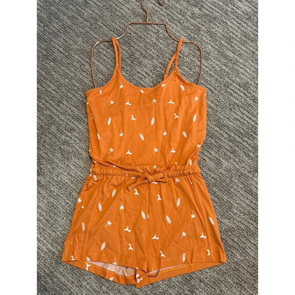 Cosabella Girls Burnt Orange Tropical Print Romper and Matching Backpack‎ Set L